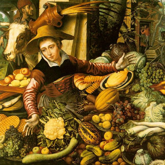 Pieter Aertsen Market Woman  with Vegetable Stall France oil painting art